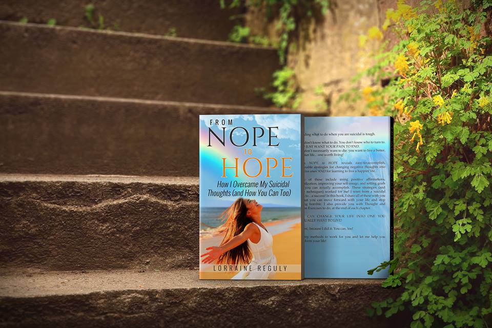 books of From NOPE to HOPE sitting on steps